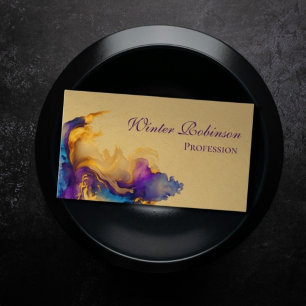 Abstract gold watercolor colourful ink  business card