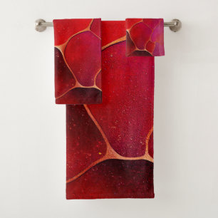 Abstract Gold web over Violet, Purple and Magenta Bath Towel Set