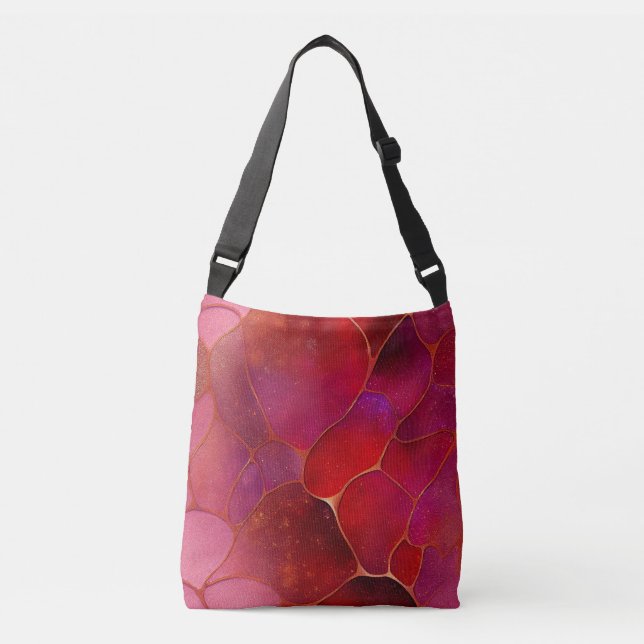 Abstract Gold web over Violet, Purple and Magenta Crossbody Bag (Front)