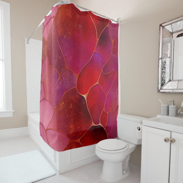 Abstract Gold web over Violet, Purple and Magenta Shower Curtain (In Situ)
