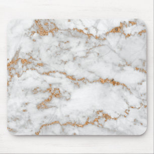 Abstract Gold White Gray Carrara Glitter Marble Mouse Mat