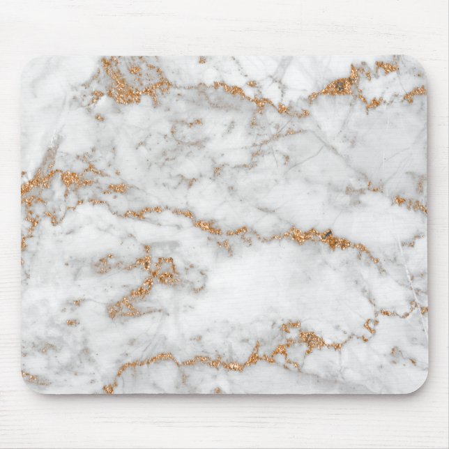 Abstract Gold White Gray Carrara Glitter Marble Mouse Mat (Front)