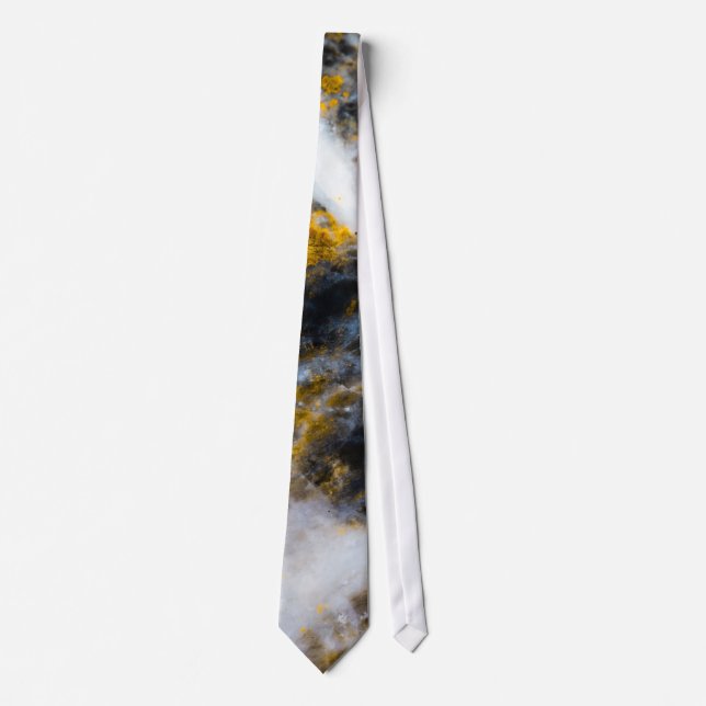 Abstract gold white lines rocky texture tie (Front)
