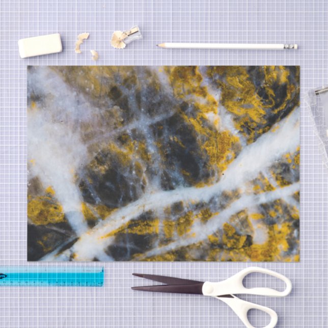 Abstract gold white lines rocky texture tissue paper (Craft)