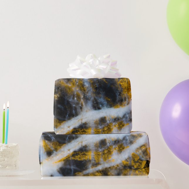 Abstract gold white lines rocky texture wrapping paper (Party Gifts)
