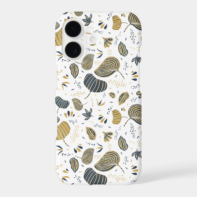 Abstract golden and blue foliage iPhone case (Back)