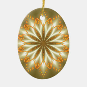 Abstract golden and silver flower for Christmas Ceramic Tree Decoration