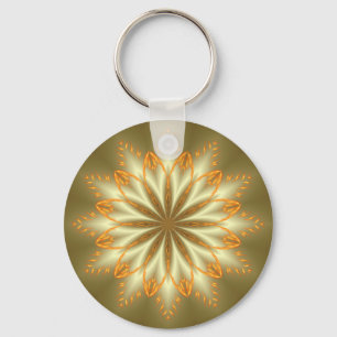 Abstract golden and silver flower for Christmas Key Ring