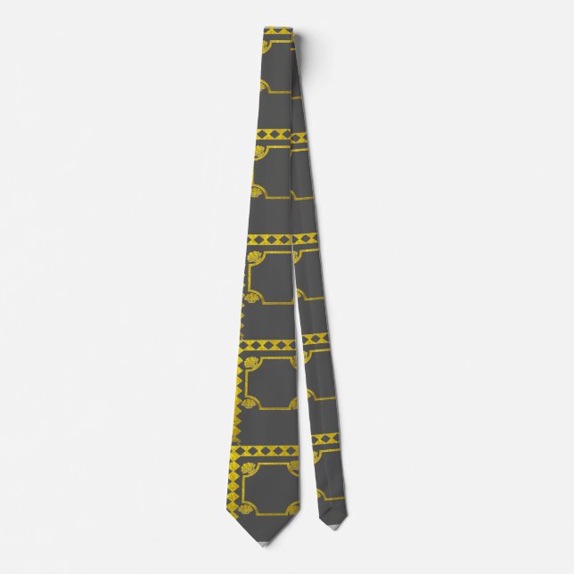 abstract golden art geometry  tie (Front)
