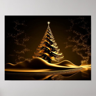 Abstract golden Christmas tree Poster