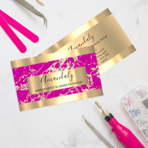 Abstract Golden Frame Modern Marble Pink SPA Business Card