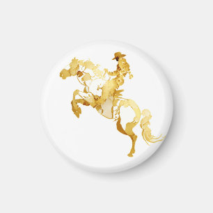 Abstract Golden Horse and Rider Magnet