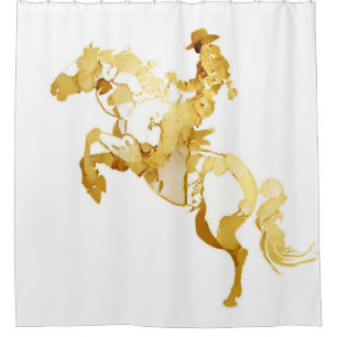 Abstract Golden Horse and Rider Shower Curtain
