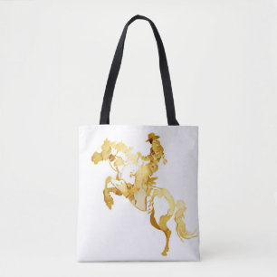 Abstract Golden Horse and Rider Tote Bag