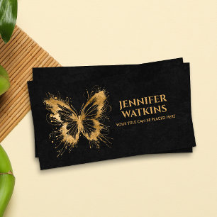 Abstract Golden ink splatter butterfly Business Card