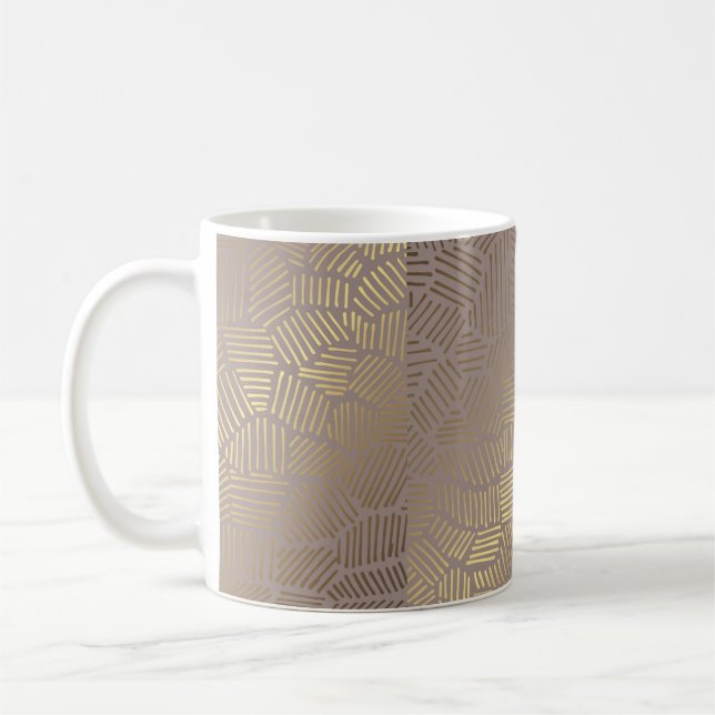 Abstract golden lines pattern coffee mug (Left)