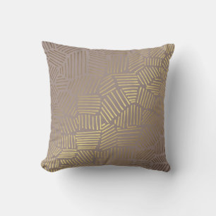 Abstract golden lines pattern cushion
