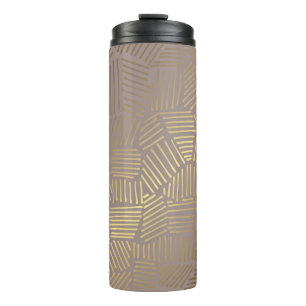 Abstract golden lines pattern thermal tumbler
