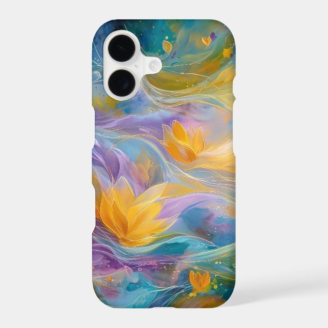 Abstract Golden Lotus Floating Flowers  (Back)