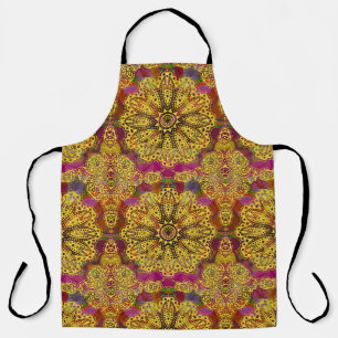 Abstract Golden Mandala Apron