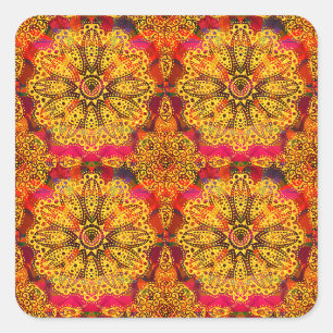Abstract Golden Mandala Square Sticker