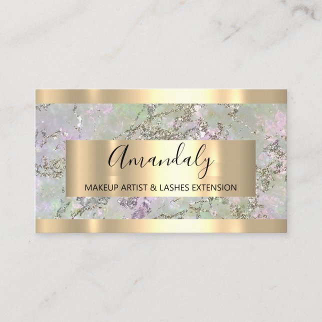 Abstract Golden Modern Marble Copper Frame  Business Card (Front)