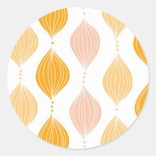 Abstract golden ogee pattern background classic round sticker