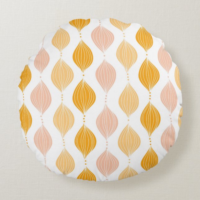 Abstract golden ogee pattern background round cushion (Front)