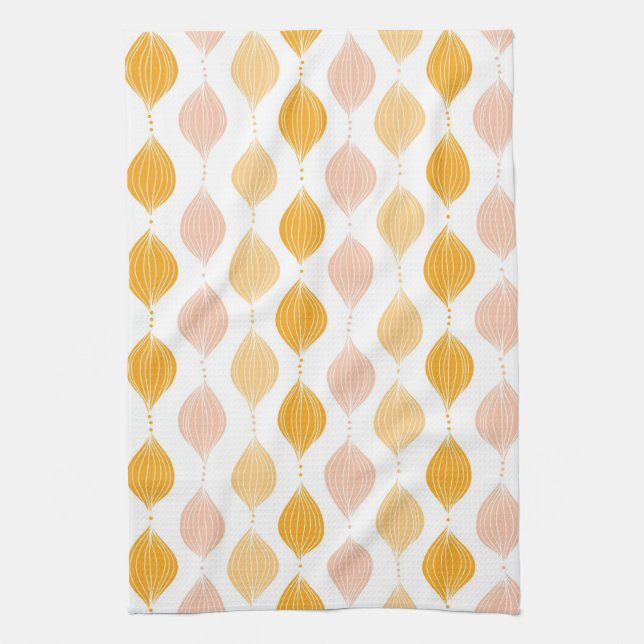 Abstract golden ogee pattern background tea towel (Vertical)