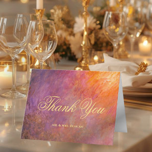 Abstract Golden Purple Sunset Sky Monet Painting Thank You Card