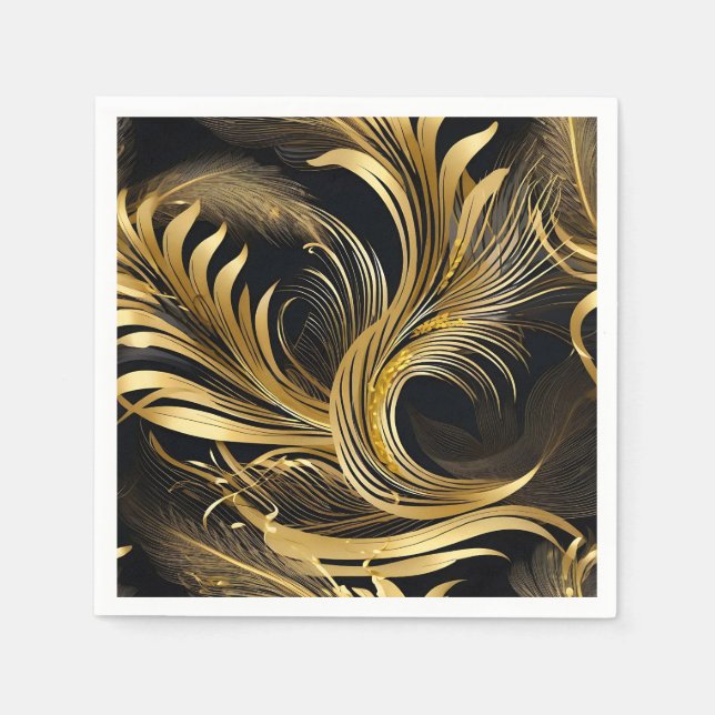 Abstract Golden Swirls Napkin (Front)