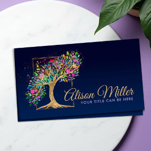 Abstract Golden Tree - Colourful Foliage Business Card
