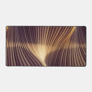 Abstract Golden Wave Lines Desk Mat