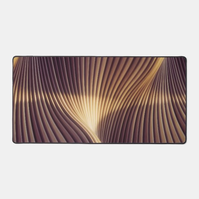 Abstract Golden Wave Lines Desk Mat (Front)