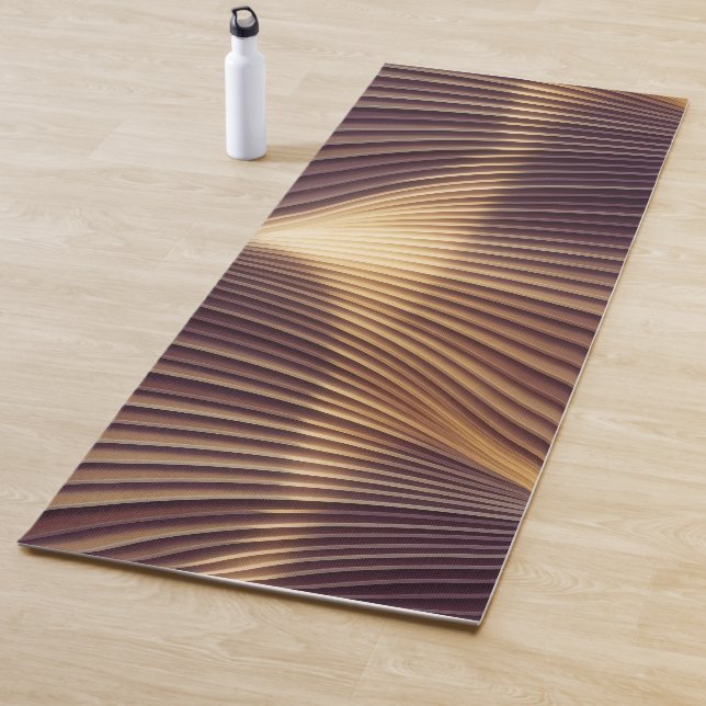 Abstract Golden Wave Lines Yoga Mat (In Situ)