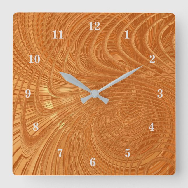 Abstract Golden Wavy Lines Wall Clock Gold Modern (Front)