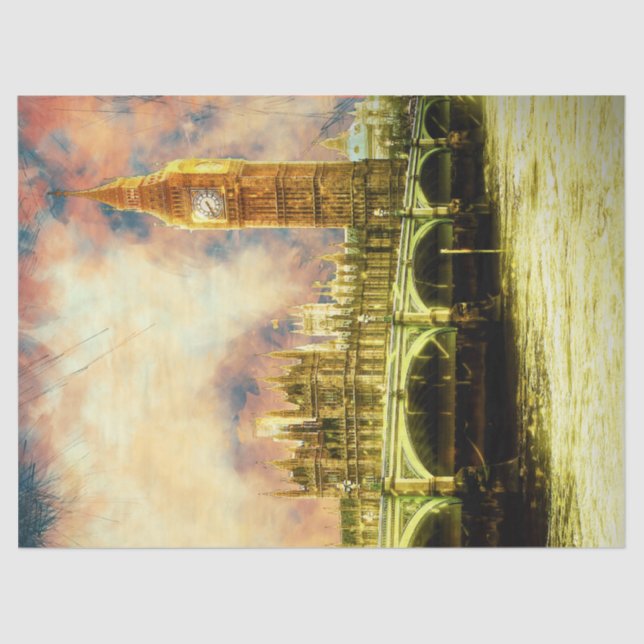 Abstract Golden Westminster Bridge in London Tissue Paper (Front)