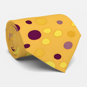 Abstract Golden Yellow & Plum Purple Polka Dot  Tie