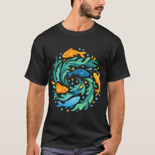 Abstract Goldfish Swirl Ocean Waves Nautical Circl T-Shirt