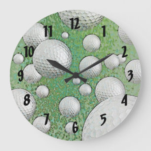 ABSTRACT GOLF BALLS LARGE CLOCK