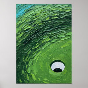 Abstract Golf Green Textured Impasto Painting Poster
