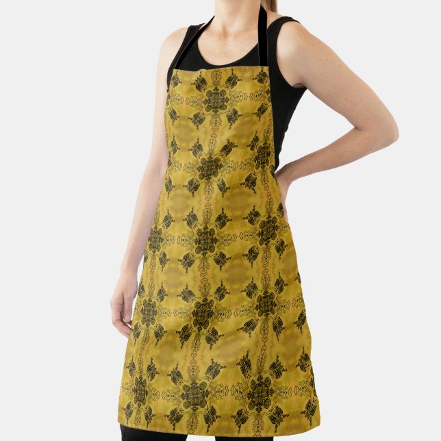 Abstract Goth Tribal Line Drawing Repeat Pattern Apron (Insitu)