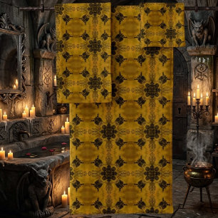 Abstract Goth Tribal Line Drawing Repeat Pattern Bath Towel Set