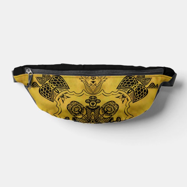 Abstract Goth Tribal Line Drawing Repeat Pattern Bum Bags (Lay Down)