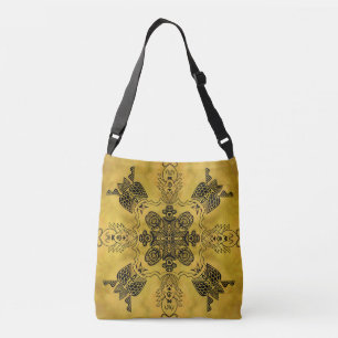 Abstract Goth Tribal Line Drawing Repeat Pattern Crossbody Bag