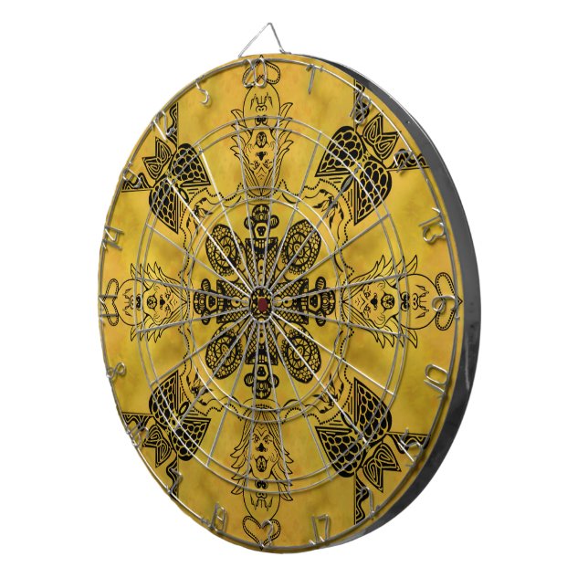 Abstract Goth Tribal Line Drawing Repeat Pattern Dartboard (Front Right)