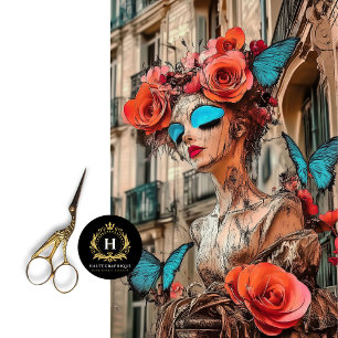 Abstract Gothic Gargoyle Blue Butterfly Decoupage  Tissue Paper