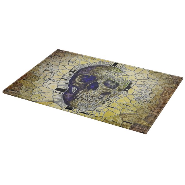 Abstract Gothic Stained Glass Skull Cutting Board (Corner)
