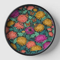 Abstract Gouache Chrysanthemum Garden Art Clocks