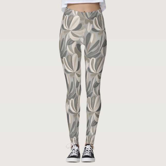 Abstract Gouache Floral Composition Leggings (Front)